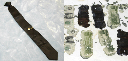 DB Cooper's tie, and portions of the money find, courtesy of the FBI